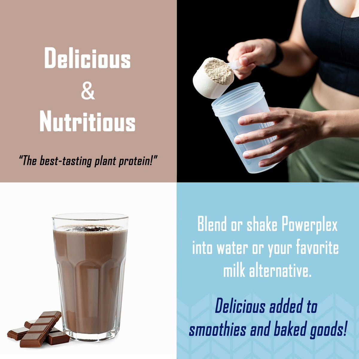 PhysiVantage POWERPLEX Vegan Protein Powder, Collagen Alternative - Organic Plant-Based Pea & Rice Protein, Dairy-Free, Non-GMO, Supports Muscle & Joint Recovery, Monk Fruit Sweetened 2 lb (Vanilla)