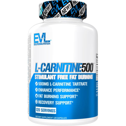 EVL L-Carnitine Supplement for Weight Loss Support - L Carnitine Tartrate for Cellular Energy Focus Endurance and Fat Burning Support - Stimulant Free Amino Acid for Fat Metabolism (120 Servings)