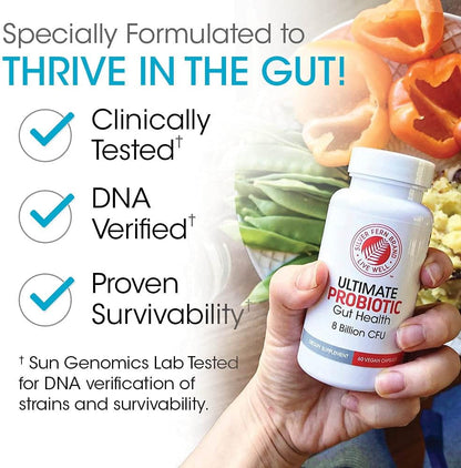 Silver Fern Brand Ultimate Probiotic - Probiotics for Women & Men | 8 Billion CFU Spore-Forming Gut Health Supplement - DNA Verified, Vegan, Shelf-Stable, High Survivability - 60 Capsules