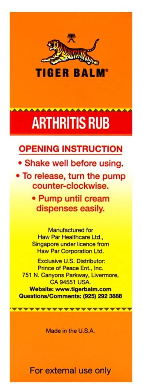 Tiger Balm Arthritis Rub, 4 oz. – Sore Muscle and Joint Relief Cream – for Use with Rheumatoid Arthritis and Carpal Tunnel – Effective Muscle Relief Rub - 2 Pack Tiger BalmBuy Supplements Australia