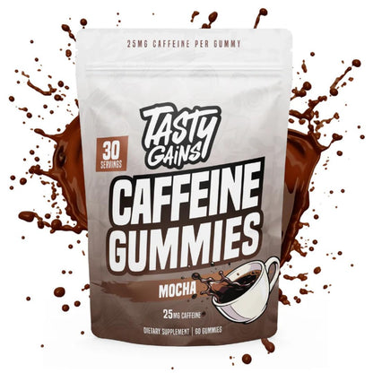 TASTY GAINS Caffeine Pre Workout Gummies – Fast Acting Energy Gummies for Men & Women, 25mg Caffeine Per Gummy, Workout Focus & Endurance Support