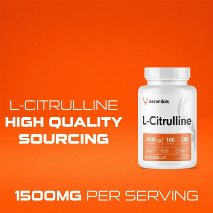Bucked Up L-Citrulline 200 Capsules | 1500mg Per Serving | Gluten-Free | Non-GMO | Third-Party Tested | Premium Citrulline Supplement for Daily Use - 100 Servings (200 Capsules)