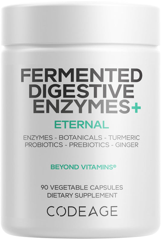 Codeage Fermented Digestive Enzymes Supplement 3-Month Supply - 14 Digestive Enzymes, Probiotics, Prebiotics, Fermented Botanicals