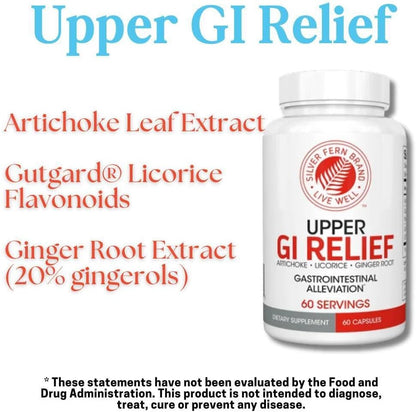 Silver Fern GI Relief - Natural Herbal Supplement 1 Bottle - 60 Capsules | 30-Day Supply All Natural With Artichoke Leaf Extract, Ginger Root Extract, and GutGuard Licorice Flavonoids.