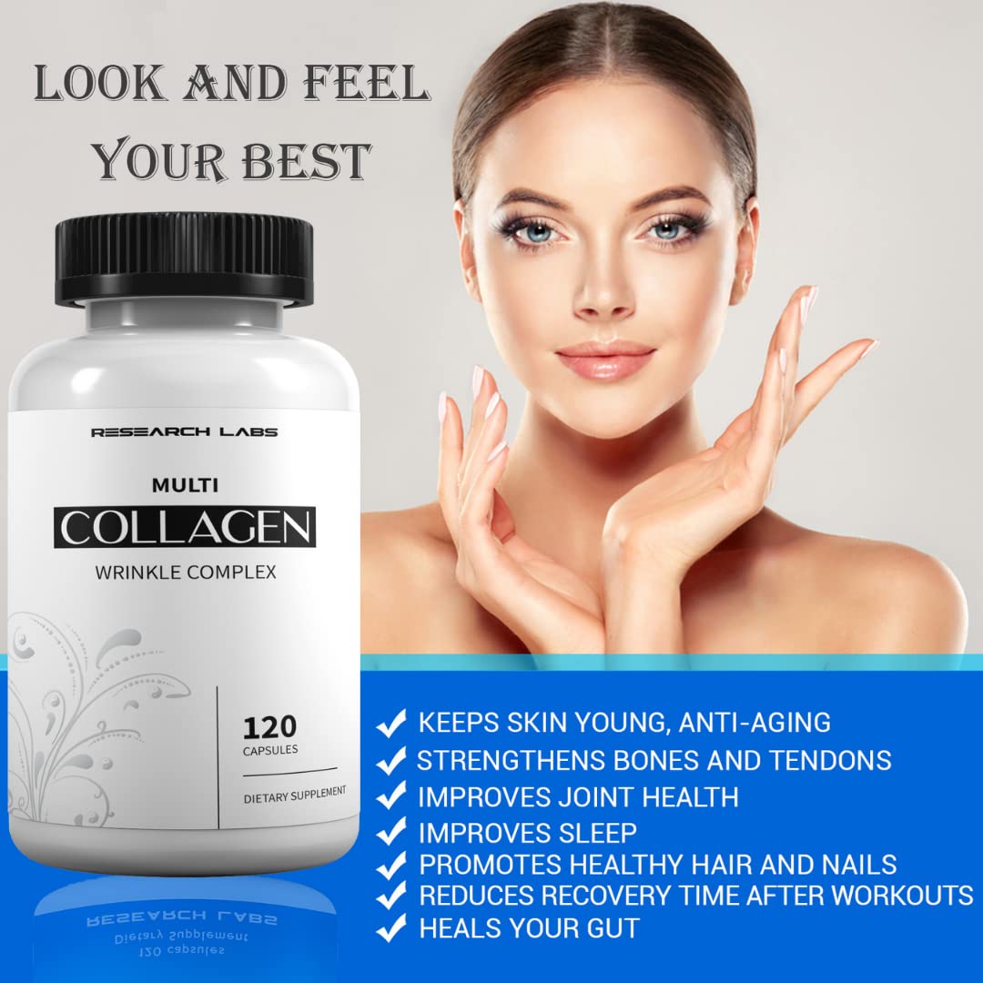 Research Labs 2 for 1 Promo 240 Collagen Pills - 6000 mg Per Day. Grass Fed Anti-Aging Support for Skin, Joints, Tendons, Bones, Hair and Nails. Paleo Friendly. Collagen Peptides Powder Supplement…