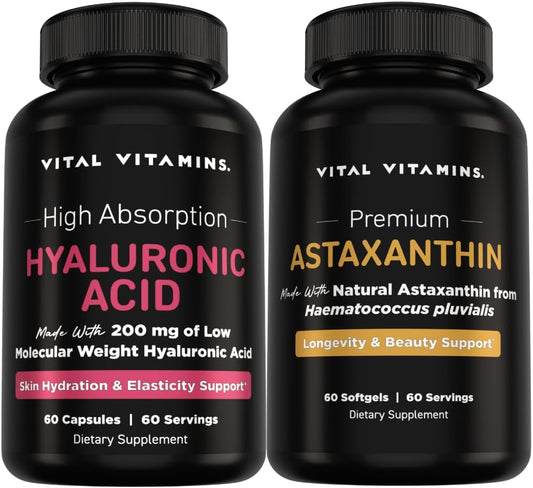 Vital Vitamins Pure Hyaluronic Acid 60 ct + Astaxanthin 60 ct