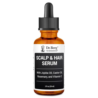 Dr. Berg Scalp & Hair Serum (Improved Formula) with Vitamin D3 & E - Clinically Tested, Paraben- and Sulfate-Free Hair Oil for Women & Men - Includes Rosemary Oil, Castor Oil & Jojoba Oil - 2 Fl oz