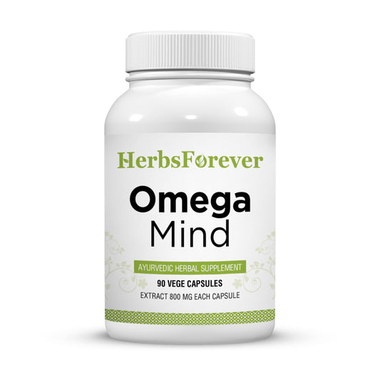 Herbs Forever Omega Mind supplement bottle on a white background