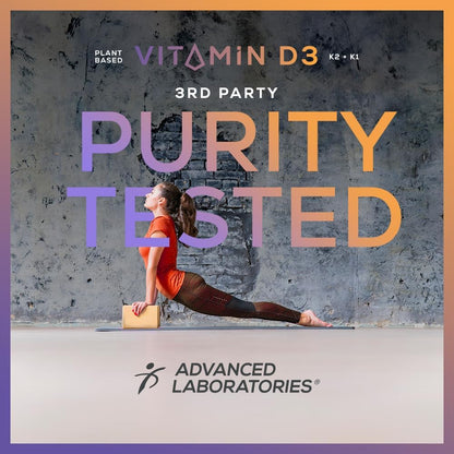 Ideal Infusion High Potency Vegan Vitamin D - 10000 IU - Plant Based from Lichen - Natural D3 K2 K1 Supplement for Immune System, Arterial Health, Bone Support - Coconut MCT - 3 Month Supply