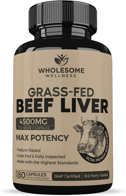 Wholesome Wellness Probiotics for Women 100 Billion CFUs with Prebiotics, Digestive Enzymes + Grass Fed Desiccated Beef Liver Capsules Bundle