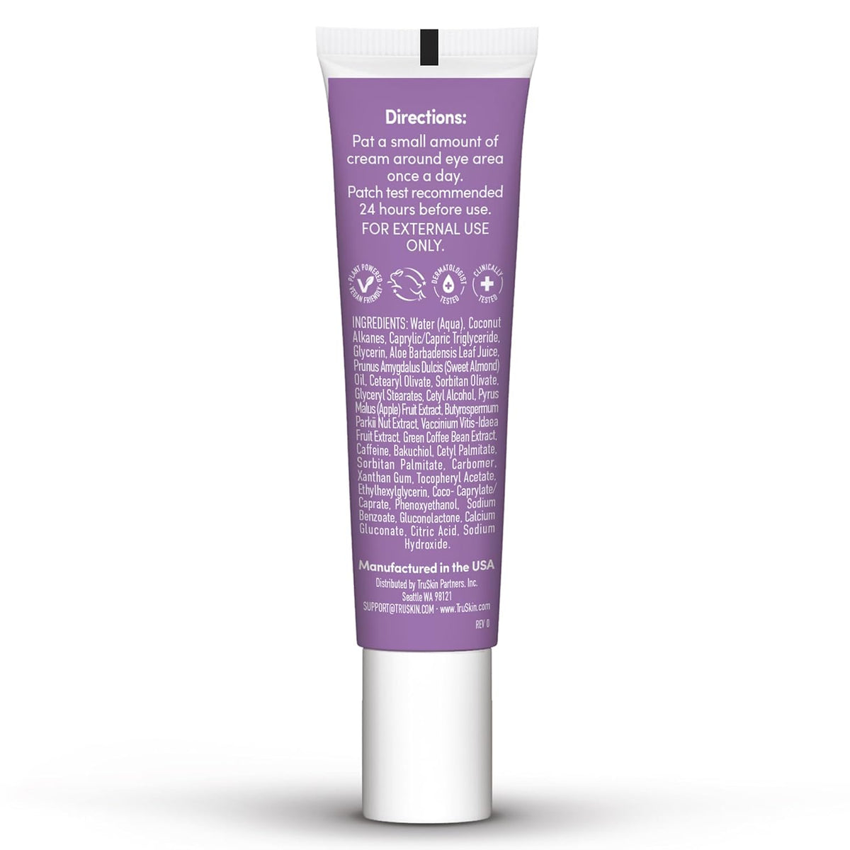 TruSkin Caffeine Eye Cream with Bakuchiol for Dark Circles, 0.5 fl oz | With Lingonberry stem cells and Green Coffee Bean to visibly reduce puffiness and smooth fine lines