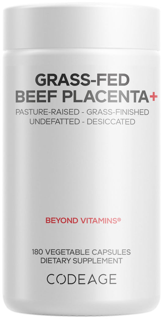 Codeage Grass-Fed Beef Placenta Supplement - Bovine Placenta – Pasture-Raised, Grass-Finished, Undefated, Desiccated - Non-GMO - 180 Capsule CodeageBuy Supplements Australia