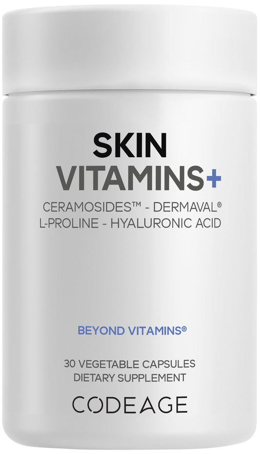 Codeage Skin Vitamins+ Supplement – Ceramosides, Dermaval, Hyaluronic Acid, Coffeeberry, Vitamin C – Skin Elasticity, Wrinkle & Moisture Support – Liposomal Delivery – Non-GMO, 30 Capsules CodeageBuy Supplements Australia