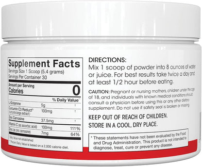 Silver Fern Gut Repair - Digestive Health Supplement Powder | L-Glutamine, Curcumin, Zinc & Ascorbic Acid (1 Tub - 30 Servings)