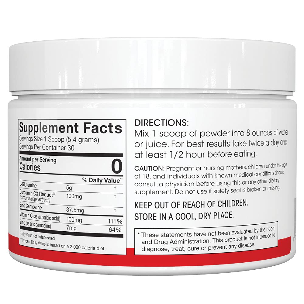 Silver Fern Gut Repair - Digestive Health Supplement Powder | L-Glutamine, Curcumin, Zinc & Ascorbic Acid (1 Tub - 30 Servings)