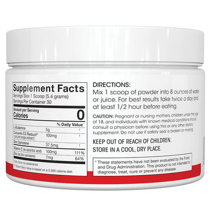 Silver Fern Gut Repair - Digestive Health Supplement Powder | L-Glutamine, Curcumin, Zinc & Ascorbic Acid (1 Tub - 30 Servings)