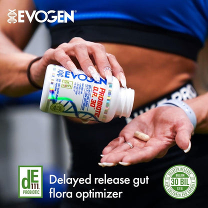 Evogen Probiotic D.R. Gut Health | 30 Billion CFUs | 30 Capsules | DE111 clinically researched strain, delayed-release for immunity, digestion and nutrient absorption