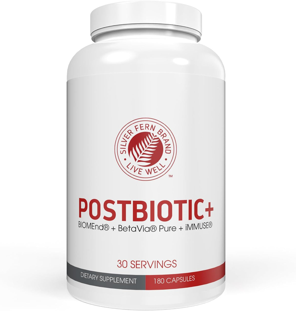Silver Fern Brand Postbiotic+ – Postbiotic Supplement | with BIOMend™, BetaVia™ & Immuse® – Supports Gut Microbiome Balance & Daily Wellness – 30 Capsules (1 Pack)