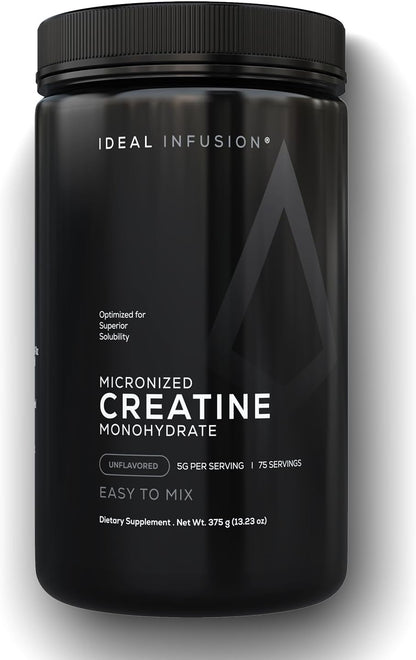 Pure Micronized Creatine Monohydrate: OptiCreatine Instant Mix Ultra Fine Powder - Supports Muscle Strength, Cellular Energy & Brain Function - No Grit or Clumps, Unflavored, 75 Servings, Vegan