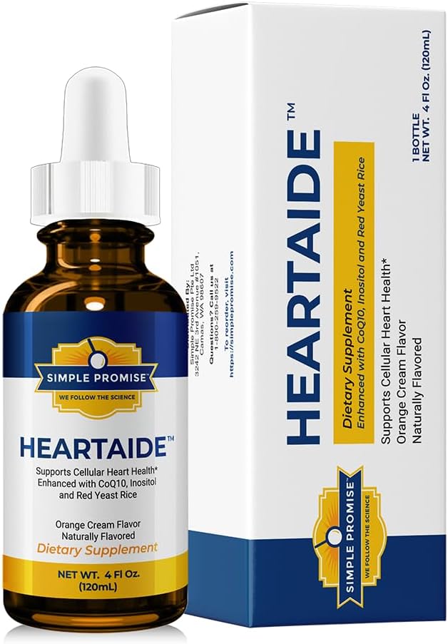 HeartAide - Red Yeast Rice with CoQ10 Liquid Drops - Cholesterol Support | Liquid Heart Drops, Cardiovascular Support, Fermented Rice Extract, Easy Once-Daily Dropper, Orange Cream, 4 fl oz