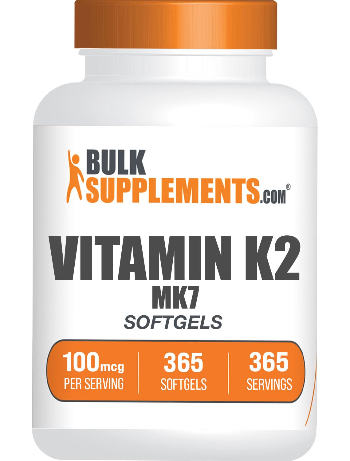 BulkSupplements.com Vitamin K2 Softgels - Vitamin K2 MK7, Vitamin Supplements - Gluten Free, 1 Softgel per Serving, 365 Count (Pack of 1)