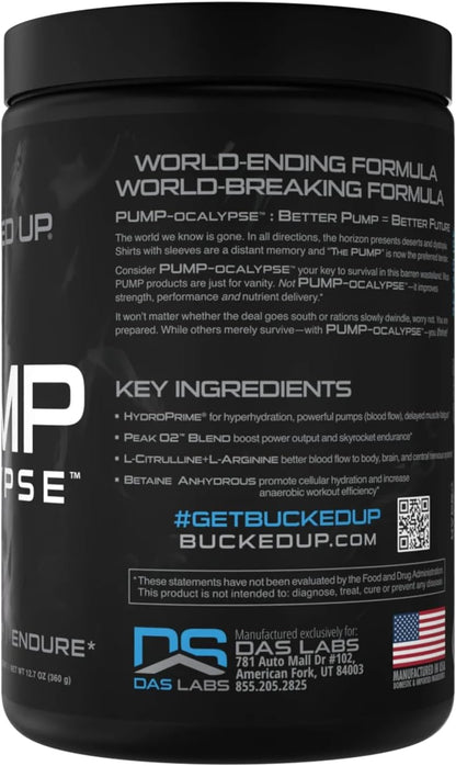 Pump-ocalypse Blue Raz | Nitric Oxide and L Arginine Supplement with Citrulline Malate, GlycerPump | Ultimate N.O. Booster | Lean Muscle Support for Blood Flow, Vascularity, Hydration and Endurance