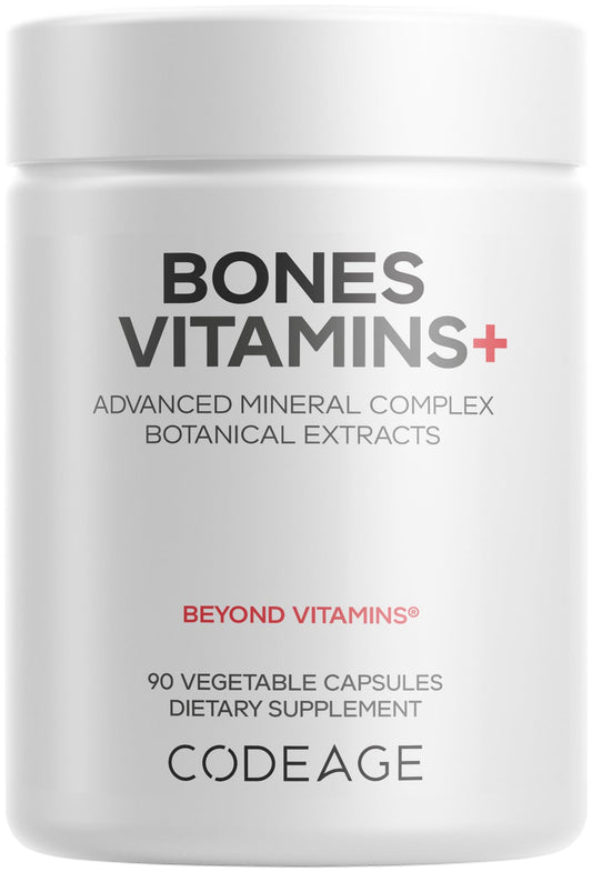 Codeage Bones Vitamins+ - Vitamin D3 & K2, Vitamin C, Calcium, Magnesium, Zinc, Hesperidin, L-Lysine, Manganese, Bamboo, Horsetail, Cissus, Boron, Trans-Resveratrol, Non-GMO Supplement - 90 Capsules CodeageBuy Supplements Australia