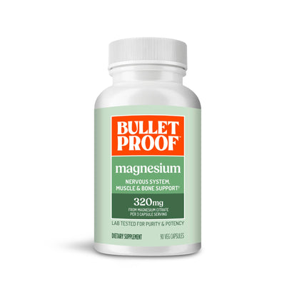 Bulletproof Magnesium Capsules, 90 Count, Supplement for Nervous System, Muscle and Bone Support