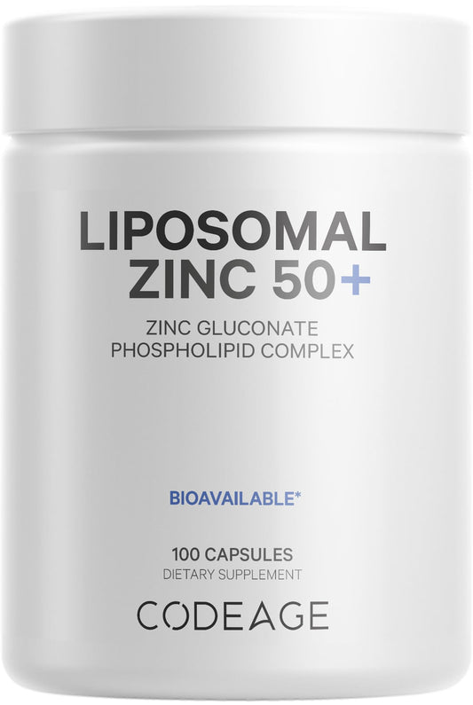 Codeage Liposomal Zinc Supplement – 3 Month Supply – One Per Day - 50 mg Zinc Gluconate Vitamin Pills - Essential Mineral Supplements Liposomal Delivery Matrix - Vegan Non-GMO - 100 Capsules CodeageBuy Supplements Australia