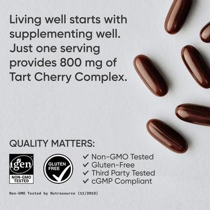 Sports Research Tart Cherry Capsules - Made from Montmorency Tart Cherries - Non-GMO & Gluten Free - 60 Liquid Softgels