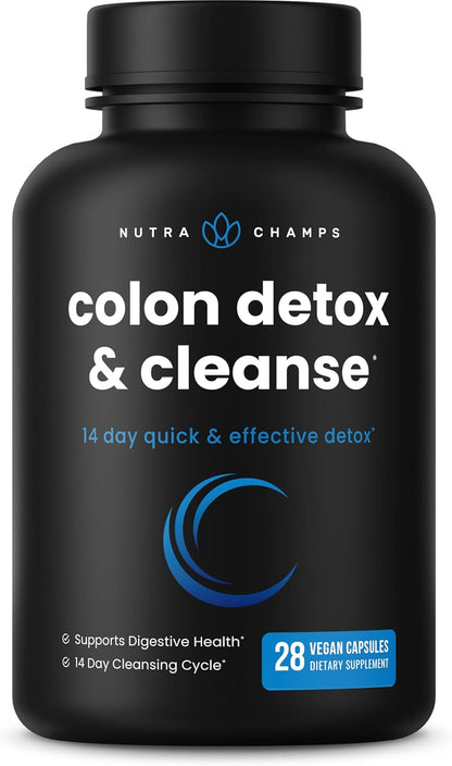 NutraChamps Colon Cleanse & Detox for Weight Loss [14 Day Quick Cleanser] Safe & Effective Formula with Probiotic & Digestive Enzymes for Constipation Relief