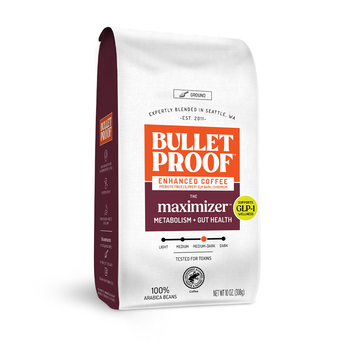 Bulletproof High Achiever Mushroom Coffee Grounds with Lion's Mane, B Vitamins & Adaptogens, Energy and Focus, Medium-Dark Roast, 10 oz
