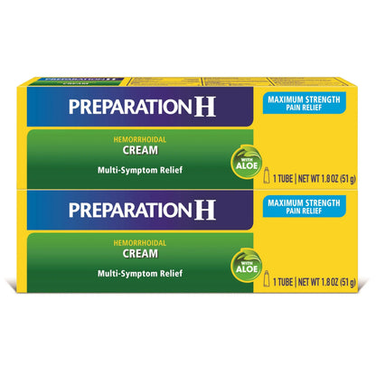 Preparation H Hemorrhoid Symptom Treatment Cream (2 x 1.8 Ounce Tube), Maximum Strength Multi-Symptom Pain Relief with Aloe Preparation HBuy Supplements Australia