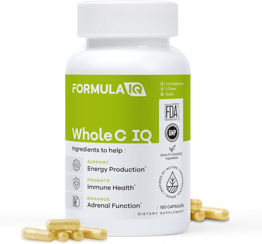 Suplement Product​Formula IQ - Whole C IQ - Natural Vitamin C Supplements with Amla Fruit Extract - Iron, Energy, & Immune Support from Whole Food Sources - High Absorption Vitamin C Capsules - 90 Capsules - PureBliss USA