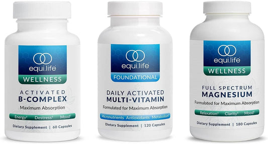 Equilife - Activated B Complex (60 ct.), Full Spectrum Magnesium (180 ct.), Daily Activated Multi-Vitamin (30 Servings)