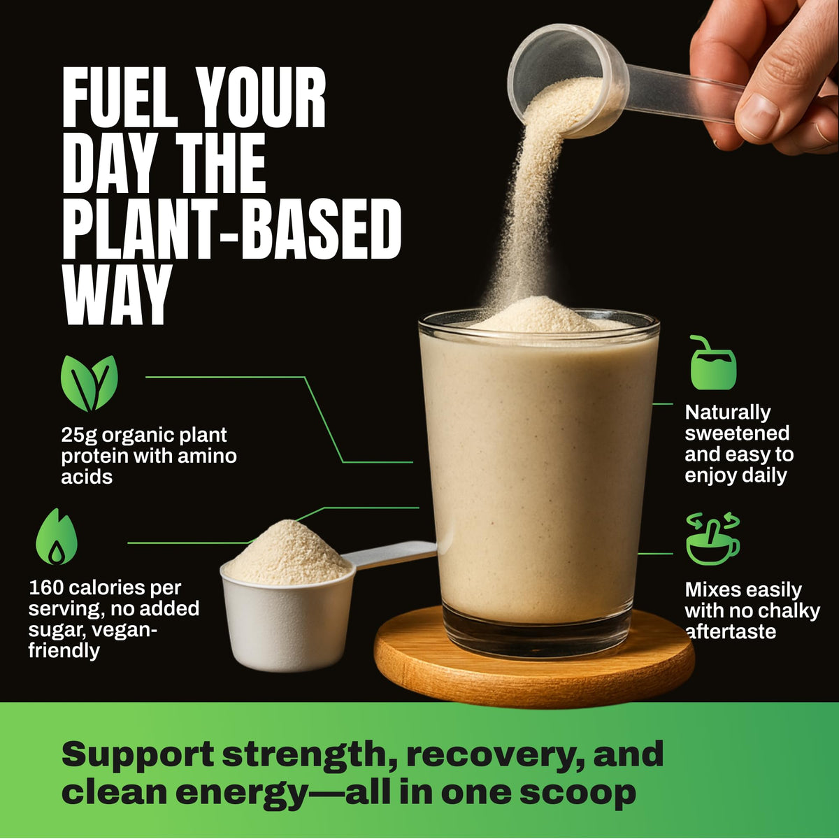 VEDGE Vanilla Protein Powder, USDA Organic Plant Based, 20 Servings | Plant Based Protein Powder, From Pea, Pumpkin, And Sunflower With Smooth Texture For Shakes, Smoothies, Vegan, And Baking