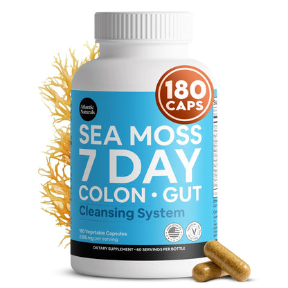 Atlantic Naturals Psyllium Husk Fiber Powder with Sea Moss – 7 Day Colon Cleanse & Daily Fiber Supplement Drink Mix with Senna – Gut Health & Regularity for Women & Men – Pineapple, 14 oz