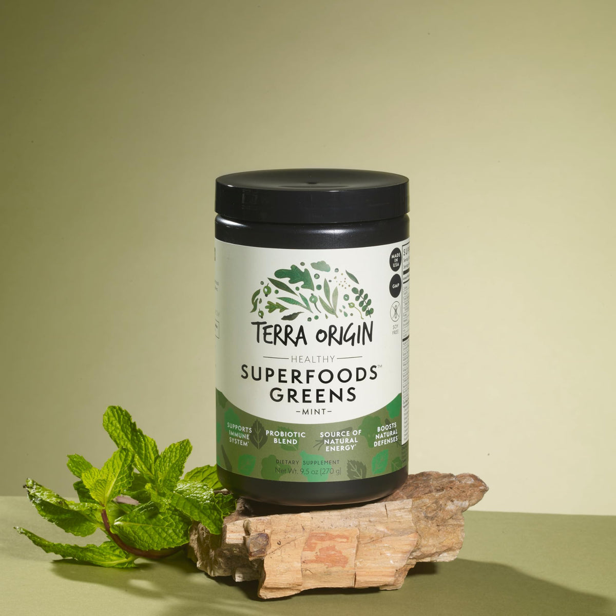 TERRA ORIGIN Superfoods Greens Blend | Organic Vegetable Supplement with Tumeric, Milk Thistle, Green Tea, Chlorella | Non-GMO, Gluten-Free, Vegan | Coffee | 30 Servings
