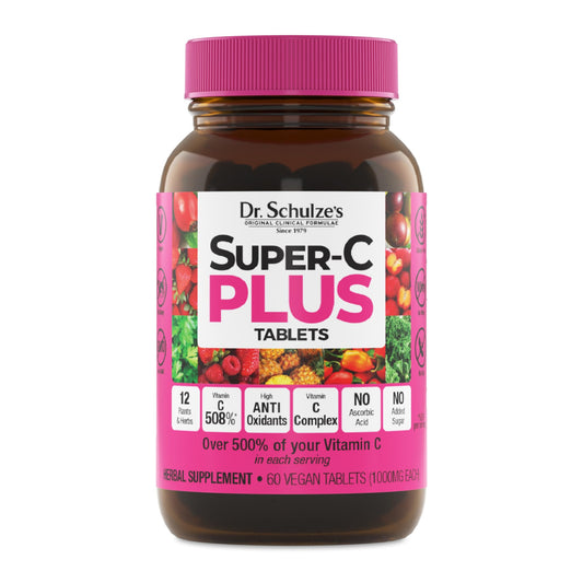 Dr. Schulze's Super-C Plus - Vitamin C Supplement for Immune Support - Skin Health & Antioxidant Support - High-Potency Formula - Plant-Based Superfood - Gluten-Free & Vegan - 60 Count (20 Servings) Dr. Schulze'sBuy Supplements Australia
