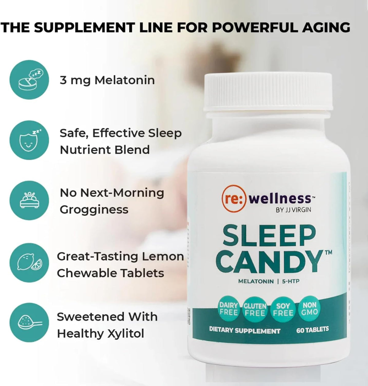 Reignite Wellness by JJ Virgin Evening Essentials Bundle | Sleep Candy, 60 Tablets + Magnesium Body Calm, 120 Capsules