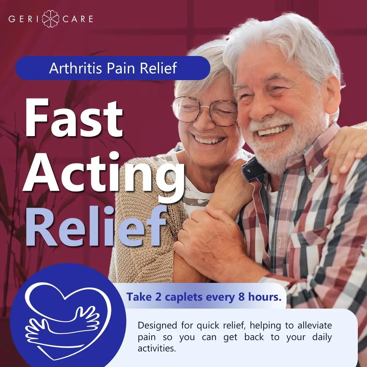 GeriCare Acetaminophen Extended-Release Arthritis 650mg Caplets, Pain Reliever, Arthritis Symptoms, Fever Reduction, 100 Count (Pack of 1) GeriCareBuy Supplements Australia