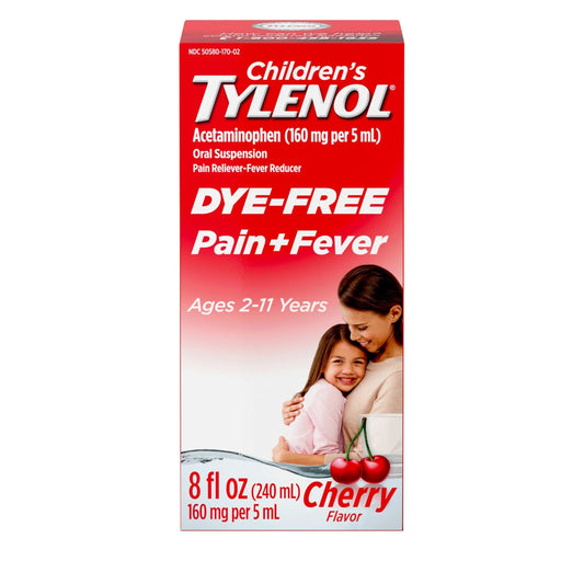 Children's Tylenol Liquid Pain Relief & Fever Medicine, Oral Suspension, Dye-Free, Acetaminophen, No Aspirin, No Ibuprofen, No High Fructose Corn Syrup; Cherry Flavor, 8 fl. oz.; Pack of 1 TylenolBuy Supplements Australia