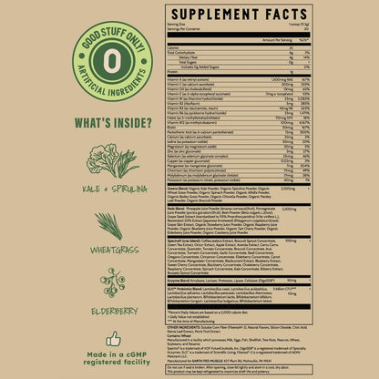 Earth Fed Muscle Greens and Reds Superfoods Blend, Piña Colada – Kale, Spirulina, Wheatgrass & Elderberry – Antioxidant Support, Vitamins & Probiotics – No Artificial Ingredients – 30 Servings | Kale, Spirulina, Wheatgrass & Elderberry, Antioxidant Suppor