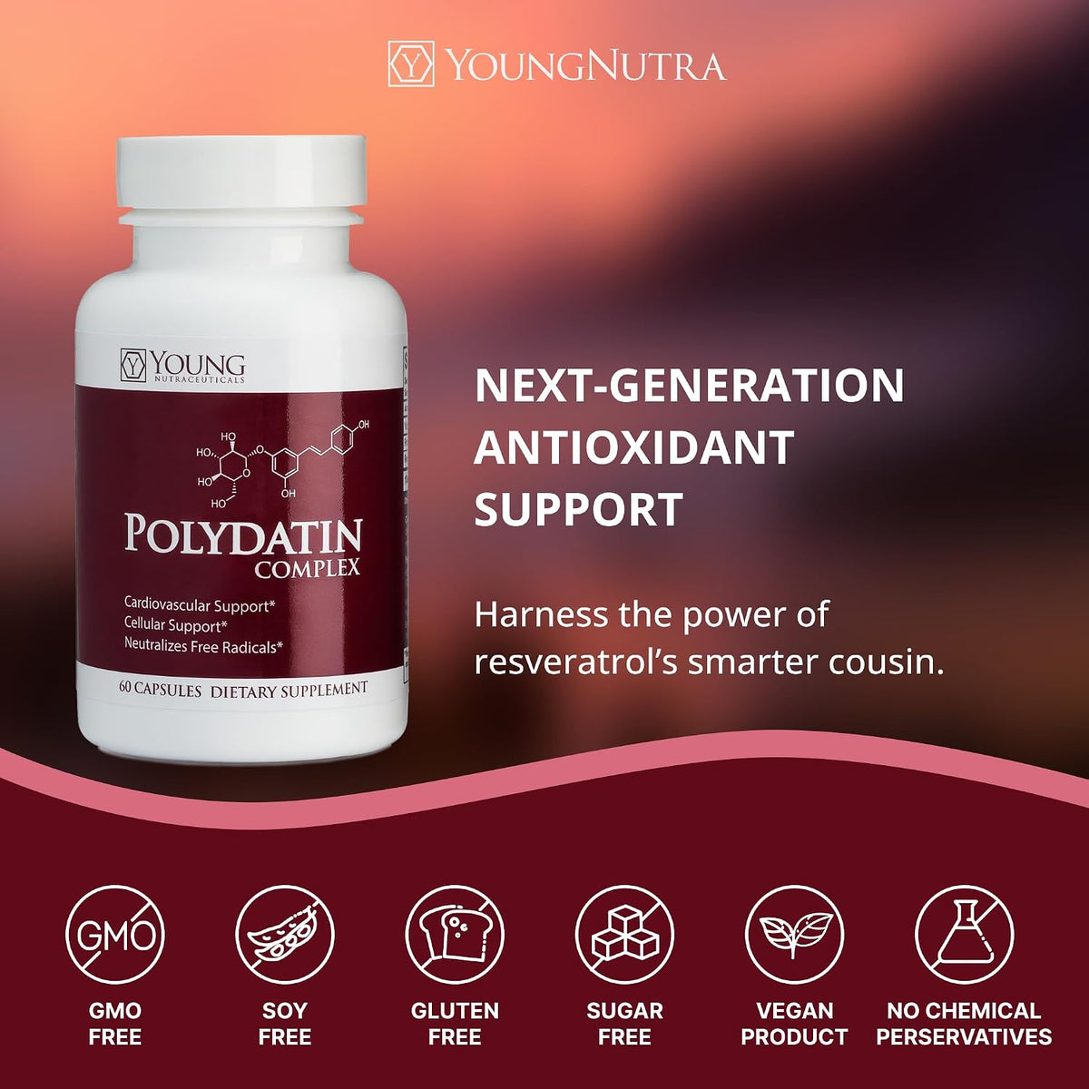 Mirica YoungNutra Polydatin Complex with Resveratrol- High Absorption - 60 Capsules