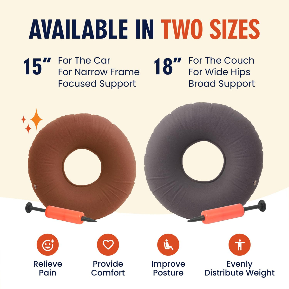 Dr. Frederick’s Original Inflatable Donut Pillow - 18" Seat Cushion for Tailbone Pain, Hemorrhoids & Bed Sores – Doctor-Developed for Postpartum, Prostatitis & Travel - Odor-Free, Durable Vinyl - Gray Dr. Frederick's OriginalBuy Supplements Australia