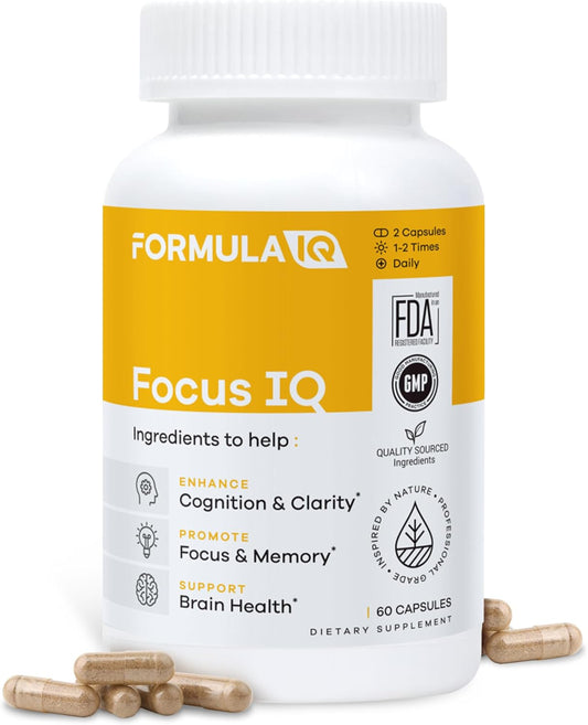 Suplement Product​Formula IQ - Focus IQ - Brain Supplements for Memory and Focus - Memory Supplements - Cognitive Support - 60 Capsules - PureBliss USA