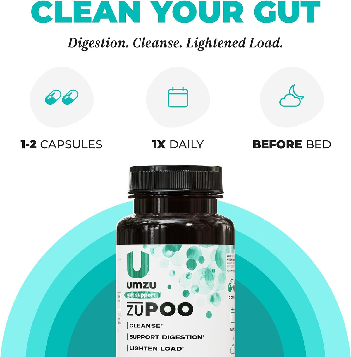 UMZU zuPOO Colon Cleanse Capsules, 30 Capsules | 7-Day Gut Cleanse Support, Cascara Sagrada, Magnesium Citrate, Natural Elimination, Digestive Balance, Vegan, Non-GMO