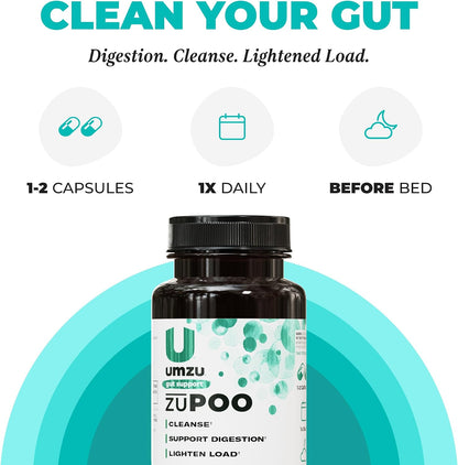 UMZU zuPOO Colon Cleanse Capsules, 30 Capsules | 7-Day Gut Cleanse Support, Cascara Sagrada, Magnesium Citrate, Natural Elimination, Digestive Balance, Vegan, Non-GMO
