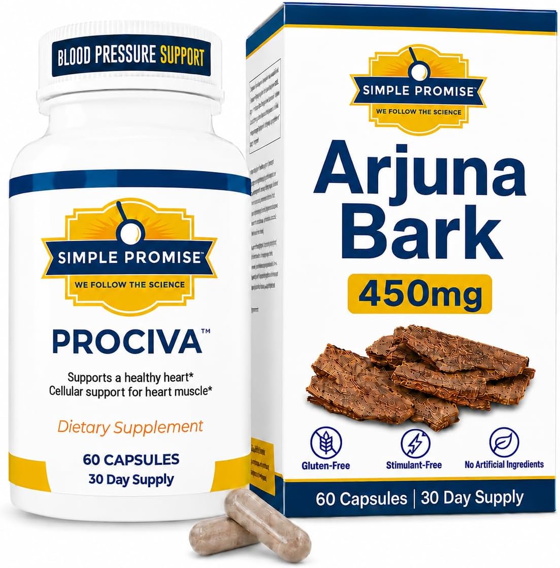 Prociva - Arjuna Bark Extract Supplement - Healthy Blood Pressure Support | Ayurvedic Heart Formula, Circulation and Rhythm Support, Folic Acid and Magnesium, Simple Once-Daily Routine, Non-GMO