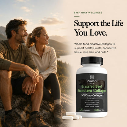 Primal Being Grassfed Beef Cartilage Collagen (Type I-V & XI)- Supports Hair, Skin, Nails, Joint Health, Immunity, Digestion, Post Exercise Recovery - 120 Capsules, 3000 mg per Serving